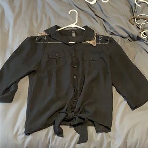 Rue 21 Sheer Tie Front Blouse